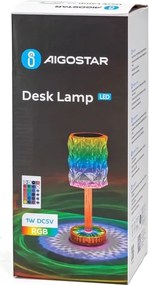 Aigostar- LED RGB Dimmelhető újratölthető asztali lámpa LED/1W/5V 1800mAh 26 cm + távirányító