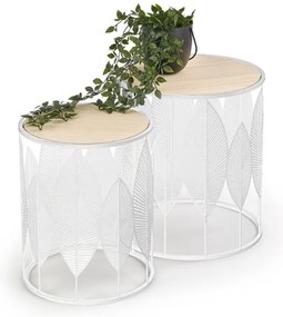 Folla dohányzóasztal, natúr fa / fehér