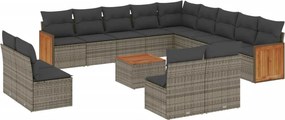 vidaXL 14 részes szürke polyrattan kerti ülőgarnitúra párnákkal