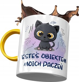 Sárga Bögre Cicával Cuki Ajándék Nyomtatott Fotóval