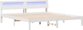 vidaXL Ágykeret fejtámlával Fehér 200 x 200 cm Tömör fenyőfa