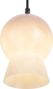 Retro függőlámpa fekete bézs üveggel 1 fázisú sínrendszerhez - Iconic Bell