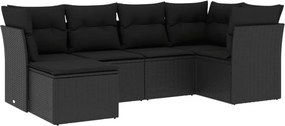 vidaXL 6 részes fekete polyrattan kerti ülőgarnitúra párnákkal