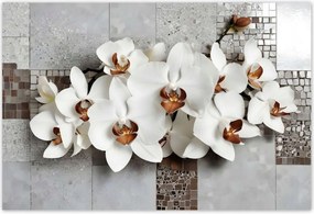 Poszterek 185x125 Fehér orchideåk és mozaik
