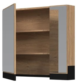 Stokes tükrös fali szekrény 80 cm, ezüst / arany tölgy