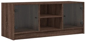 barna tölgyszínű TV-szekrény üvegajtókkal 102 x 37 x 42 cm