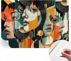 Öntapadós tapéta Fali furnér 3D hatás Színes arcok 208x146 cm