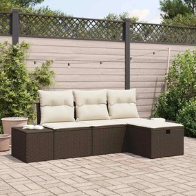 Kerti Kanapé Szett 4 pcs Barna 55 x 62 x 69 cm Poli rattan