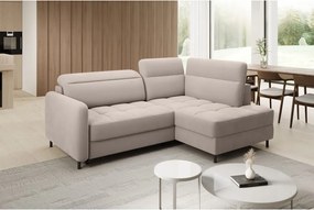 Világosbarna bársony kinyitható-tárolóhelyes sarokkanapé (jobb oldali-L alakú) Barea – ELTAP