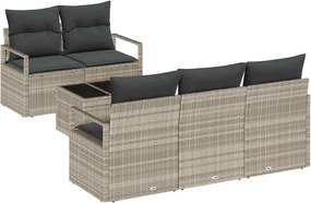 vidaXL Kanapé Szett 6 pcs Világosszürke polirattan