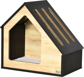 Pawhut Benti Kutya Barlang párnával - Kutya Ház Lejtős Tetővel - Macska Ház Kis Kutyák számára, 8 kg-ig, 60 x 40 x 59,2 cm, Barna | Aosom