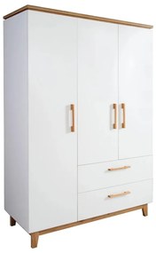 Fehér gyerek ruhásszekrény tölgyfa dekorral 135x200 cm Finn – Roba