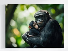 Vászonkép Canvas Állatok Állatvilág Majom Csimpánz Anya Baba 100x75