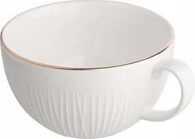 Porcelán csésze Jumbo Alessia Arany vonal 300 ml krémszínű