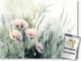 Fotótapéta Flizelina Természet Rét Virágok Fű Pipacsok Zöld 312x219 ragasztó