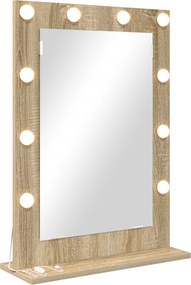 vidaXL Toalett Tükör Sonoma tölgy 70 x 50 x 18 cm Üveg és mérnöki fa