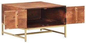 Mézbarna tömör akácfa dohányzóasztal 67 x 67 x 45 cm
