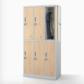 Szürke / Sonoma tölgy színű, 6 ajtós Eco Design IGOR BHP öltözőszekrény, 900 x 1850 x 450 mm