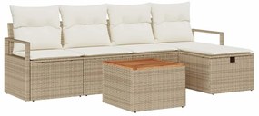 vidaXL Kerti Kanapé Szett párnával tárolóval 6 pcs Bézs polirattan