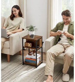 ROD kisasztal beépített fiókokkal és USB-csatlakozókkal barna/fekete