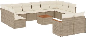 vidaXL 13 részes bézs polyrattan kerti ülőgarnitúra párnákkal