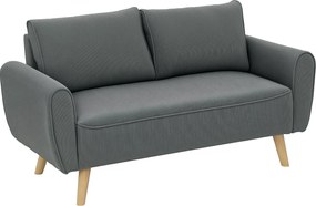HOMCOM Kétfős Kanapé 2 Párnával, 54 cm Mély Ülésekkel Bélelt Kanapé, Kordbársony Kétfős Kanapé Fa Kerettel, 2-Fős Kanapé Nappaliba, Hálószobába, Irodá