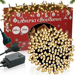 Karácsonyfa Fényfüzér 500 Led Karácsonyi Világítás Fehér Meleg