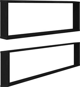vidaXL 2 db fekete tölgyszínű szerelt fa fali kockapolc 100x15x30 cm