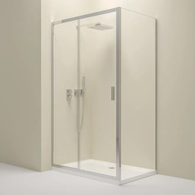 Erga Alpine, tolóajtós zuhanykabin 140 (ajtó) x 100 (fal) x 195 cm, 6mm átlátszó üveg, króm profil, ERG-V02-ALPINE-D140G100-CR