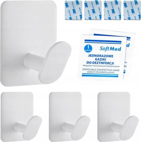 x4 Akasztó Öntapadós Fehér Fürdőszobai Szivacs Kefe Törölköző