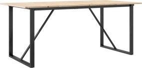 vidaXL tömör fenyőfa és acél étkezőasztal O-vázzal 180x90x75 cm