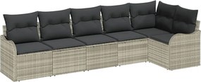 vidaXL Kerti Kanapé Szett párnával 6 pcs Világosszürke Poli rattan