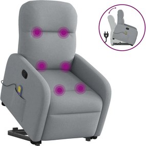 vidaXL világosszürke szövet felállást segítő dönthető masszázsfotel