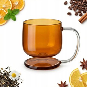 Pohár Alátéttel Lebegő Hatás A Levegőben Borostyán Bögre 300 ml