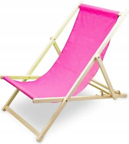 Kerti Napozóágy Fából, Összecsukható, Állítható, Rózsaszín