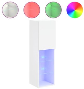 fehér TV-szekrény LED-lámpákkal 30,5 x 30 x 102 cm