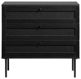 Fekete alacsony komód tölgyfa dekorral 80x75 cm Pensacola – Unique Furniture