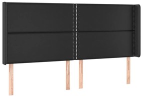 fekete műbőr LED-es fejtámla 183x16x118/128 cm