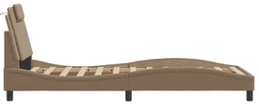 cappuccino színű műbőr ágykeret LED-világítással 80 x 200 cm