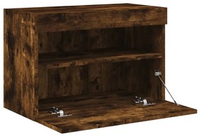 füstös tölgy színű fali TV-szekrény LED-ekkel 60x30x40 cm