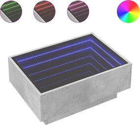 vidaXL betonszürke szerelt fa dohányzóasztal LED-del 70 x 50 x 30 cm