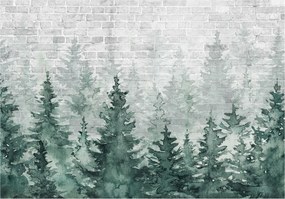 Vinil Tapéta Flizelin Erdő Beton Fák Absztrakt Zöld 416x254
