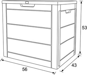 Kerti tároló box 56x43x53 cm, műanyag, szürke, AZB-G2035 GREY