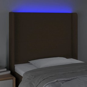 sötétbarna szövet LED-es fejtámla 103x16x118/128 cm