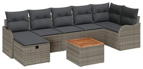 vidaXL Kerti Kanapé Szett párnával tárolóval 8 pcs Szürke polirattan