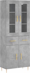 vidaXL betonszürke szerelt fa magasszekrény 69,5 x 34 x 180 cm