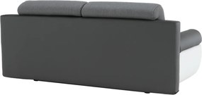 Kanapé, textilbőr fehér+szürke/szürke szövet, KARDYN