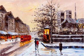 Kép - Egy téli város festménye (90x60 cm)