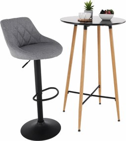 Bárasztal, fekete/tölgy, átmérő 60 cm, IMAM