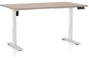 OfficeTech B állítható magasságú asztal, 120 x 80 cm, fehér alap, tölgy
